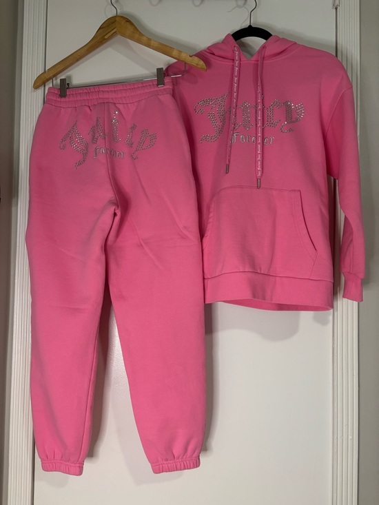 Juicy Couture Pants - Juicy Couture Pink Rhinestone 'Juicy Forever' Hoodie & Joggers Set